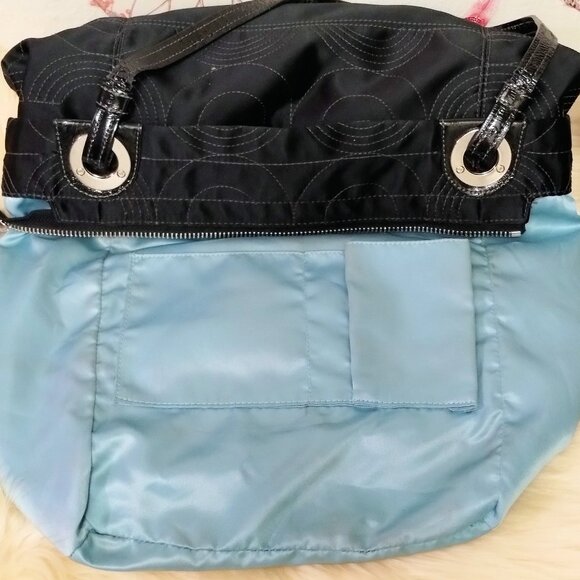 Coach Alex Signature Sateen Tote with Patent Leather Trim - Picture 8 of 14